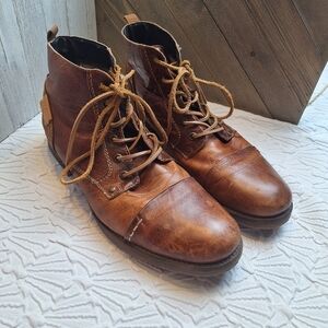 Bull Boxer Delden Military Combat Boot Men's 12 Brown Leather Cap Toe Lace Up